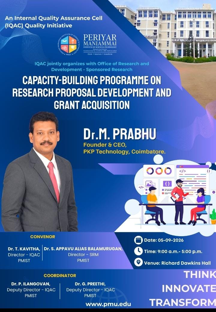 Capacity-Building Programme on Research Proposal Development and Grant Acquisition poster - PMIST